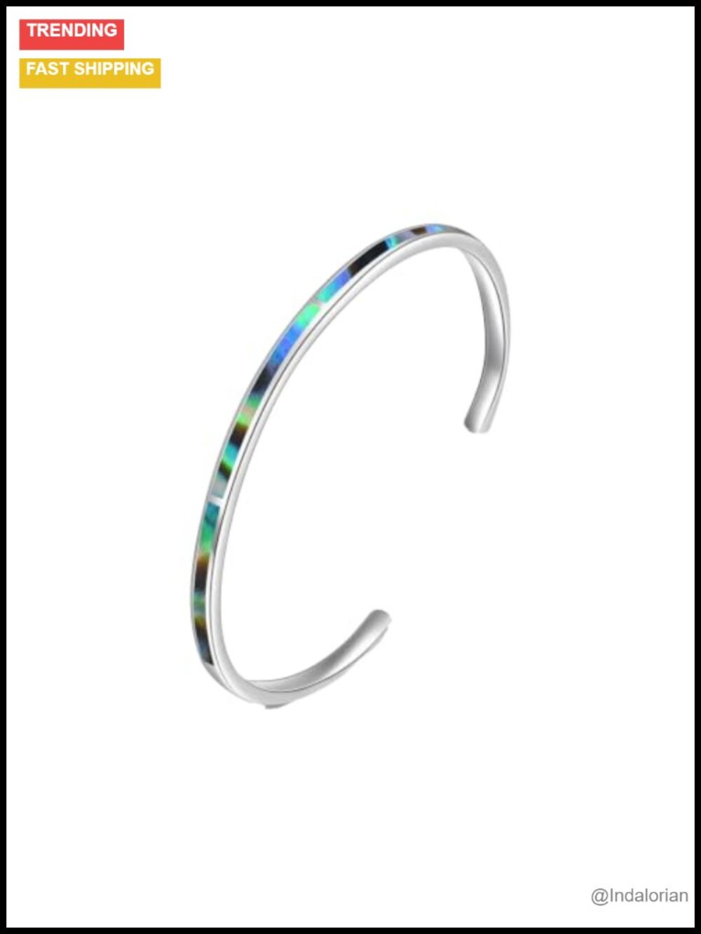 Abalone Cuff Bangle Bracelet Adjustable Opal Jewelry Gift for Women